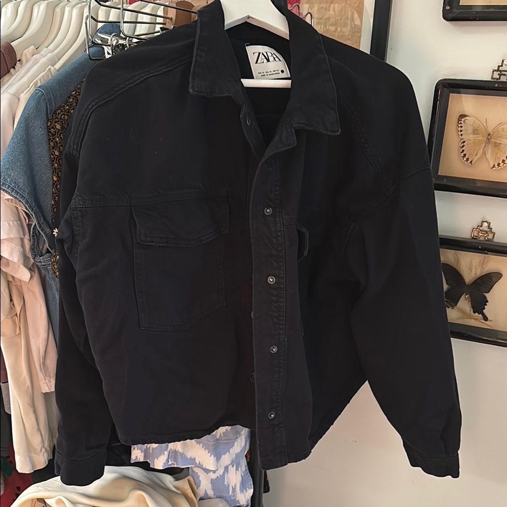 Zara Black Lightweight Shirt Jacket